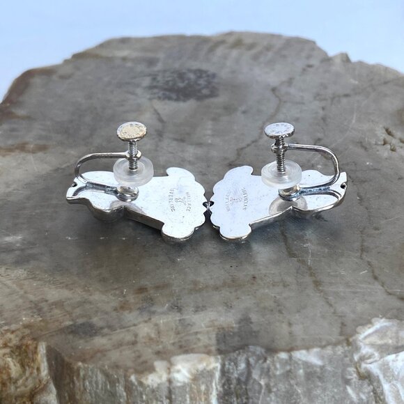 VTG Wallace Sterling Silver Hollow "Romance Of The Sea" Screwback Earrings - Picture 5 of 16